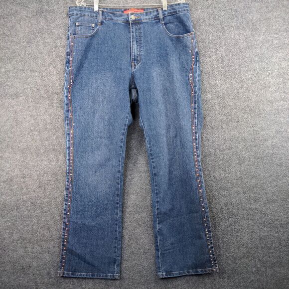 Cosmopolitan Jeanswear Bootcut Women's 16 Blue 5-Pocket Embellished Rhinestone - Picture 2 of 10